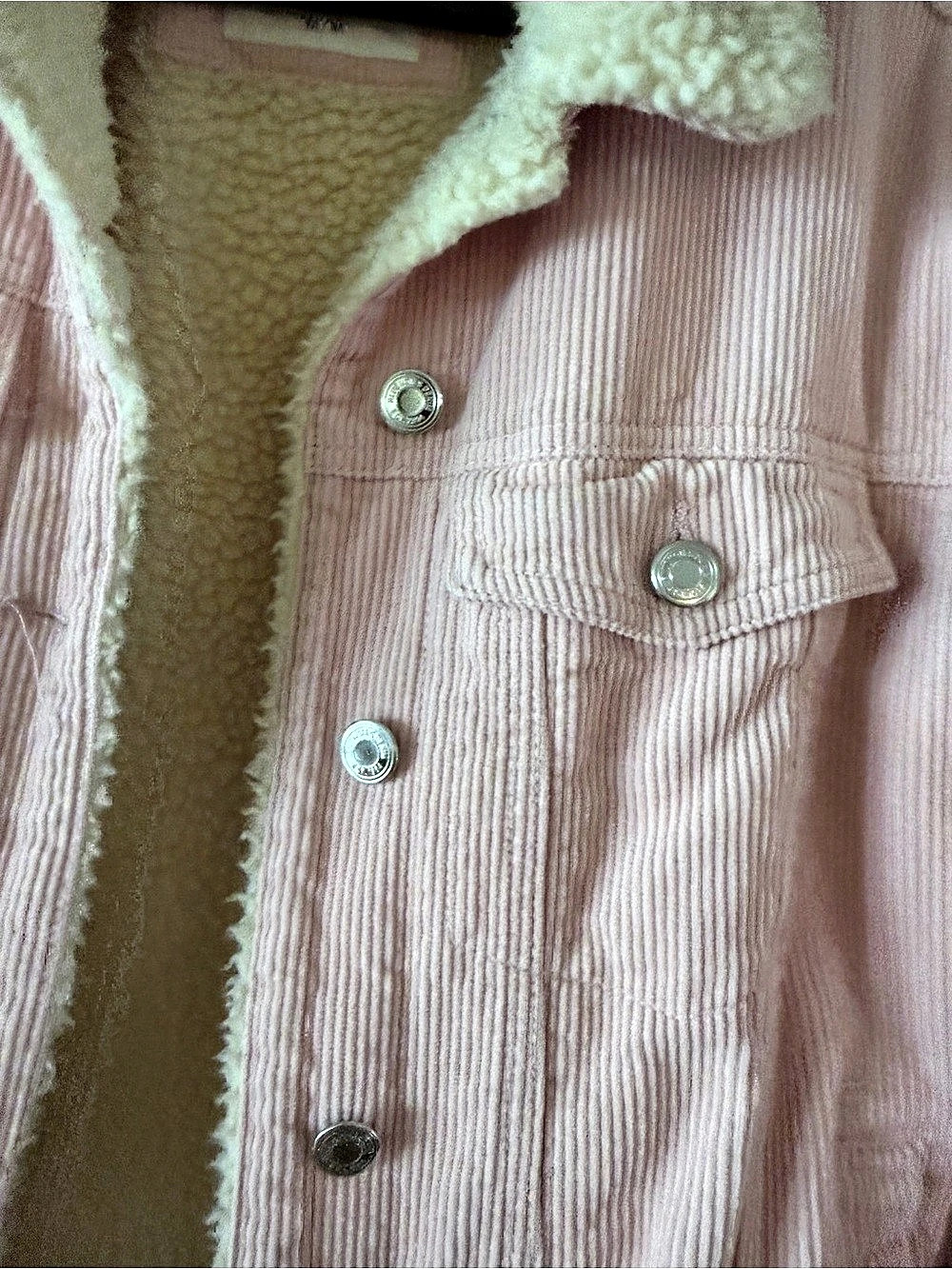 Bluenotes Classic Fit Pink Corduroy Sherpa Jacket Size Medium Like New - Picture 4 of 5